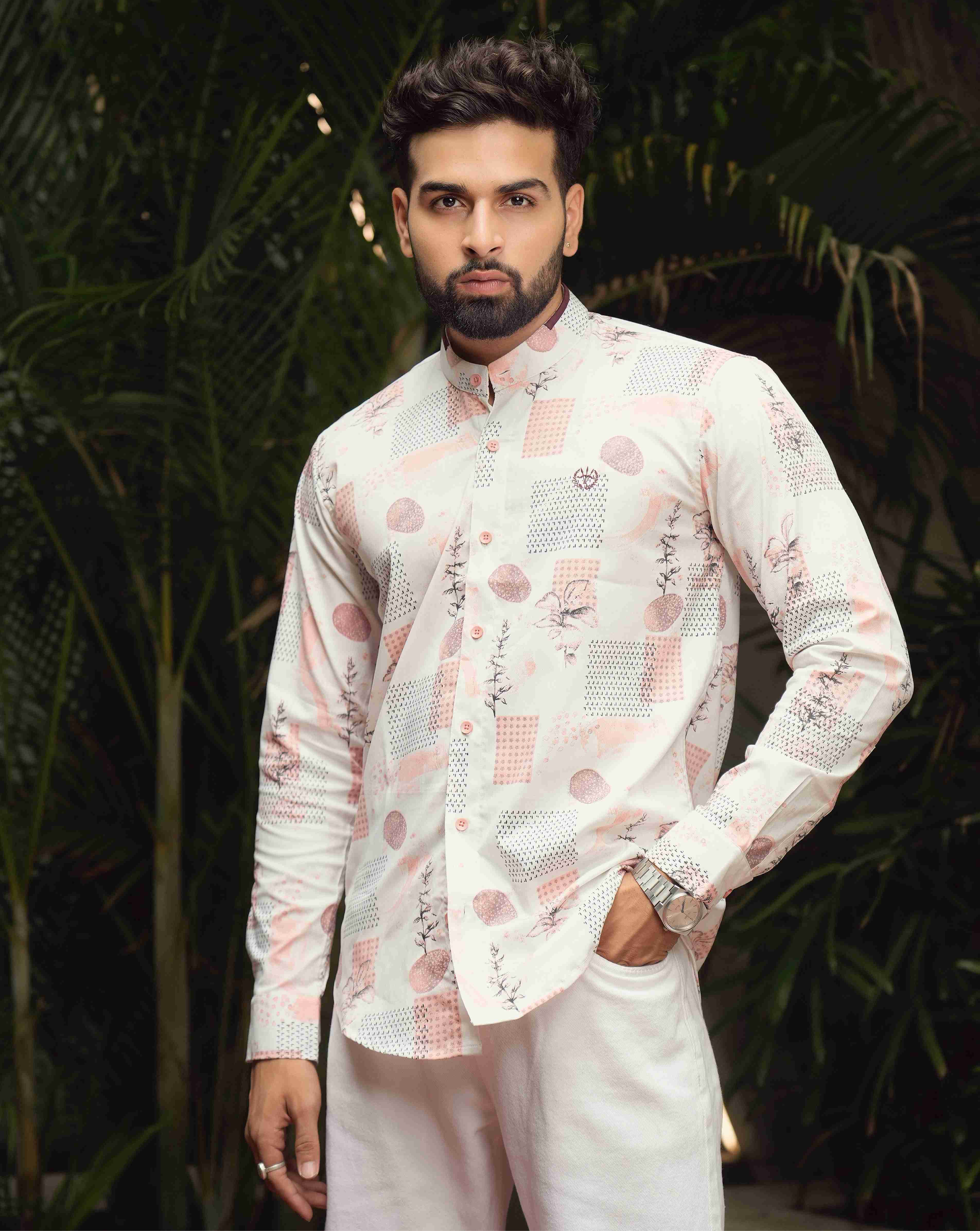 UrbanPrint Mandarin Shirt – Stretch White Edition