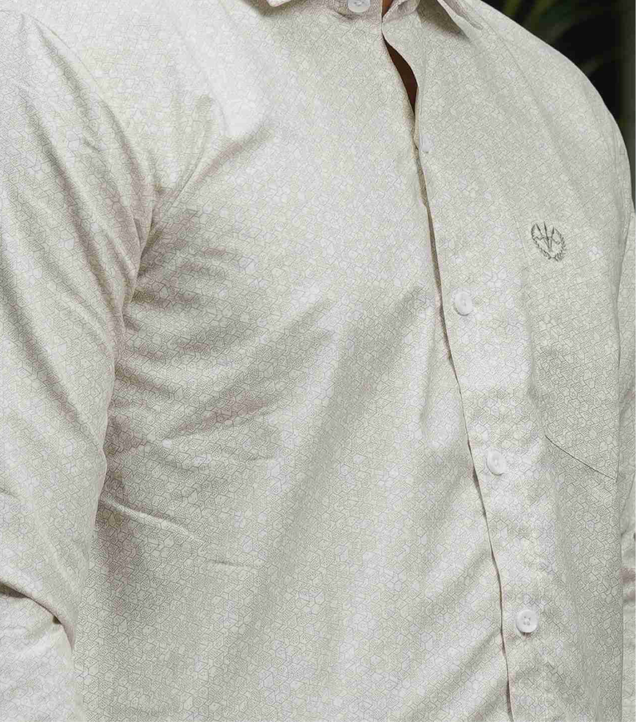 Men’s Ivory Shirt – Velvet Touch Cotton, Elegant Print