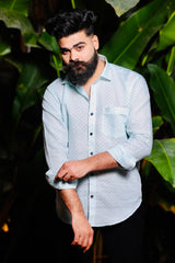 Cotton Linen Signature Shirt – Pearl Green Print Edition