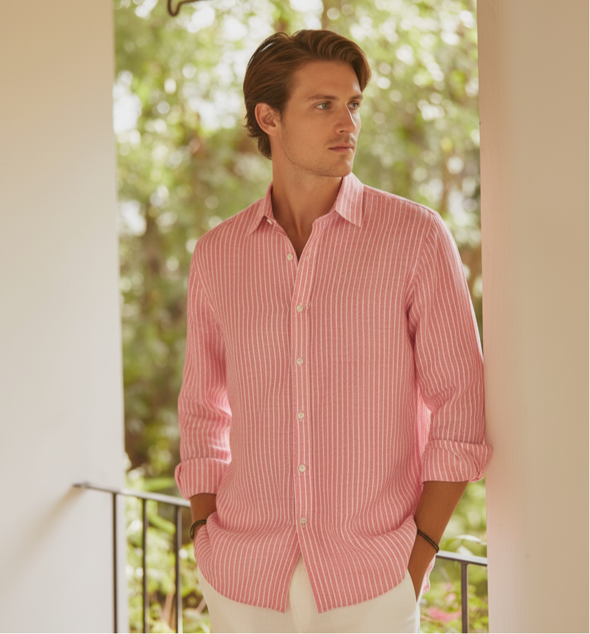 Cotton - Pink white Stripe Shirt