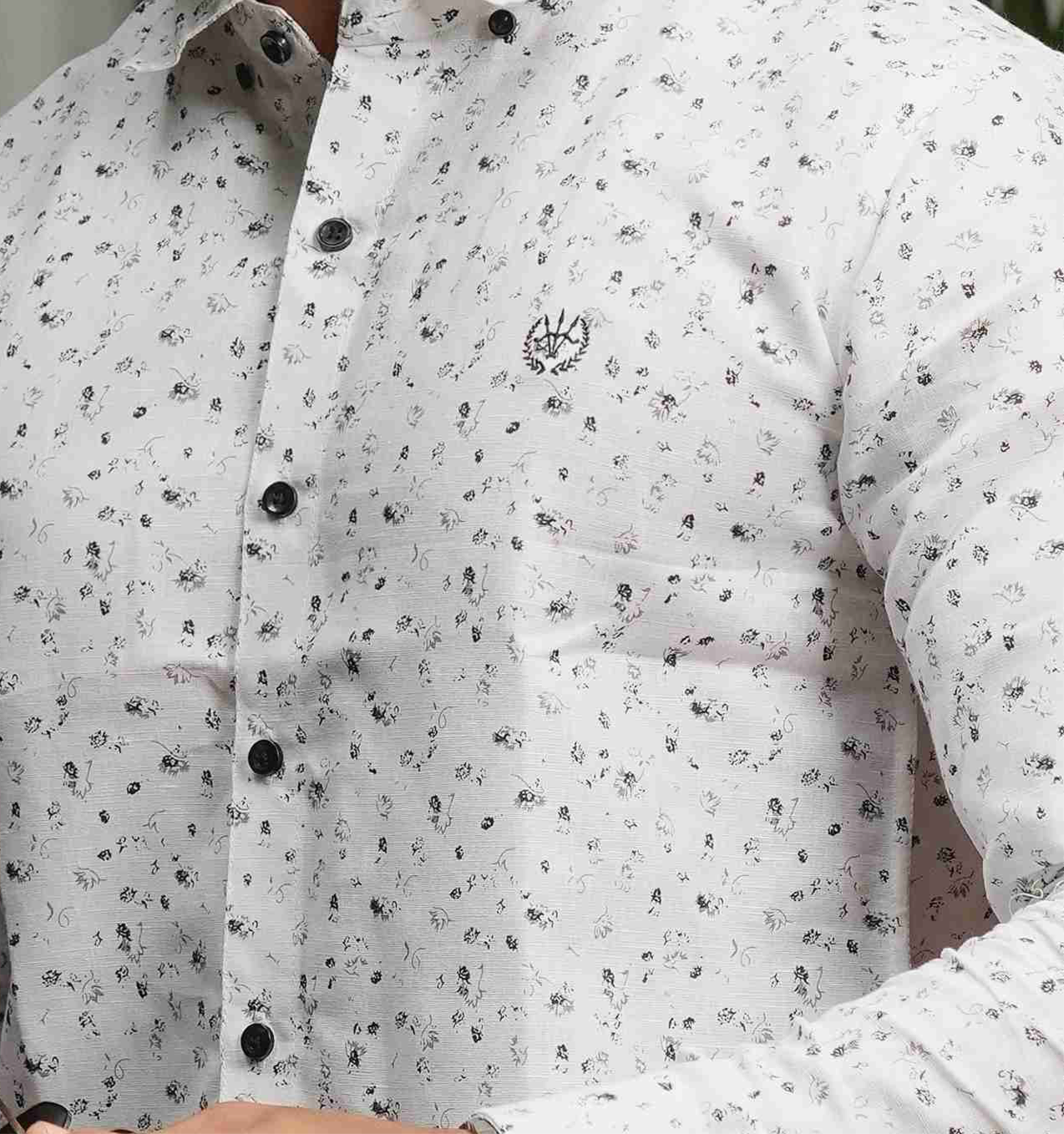 LINEN - ROYAL WHITE PRINTED SHIRT
