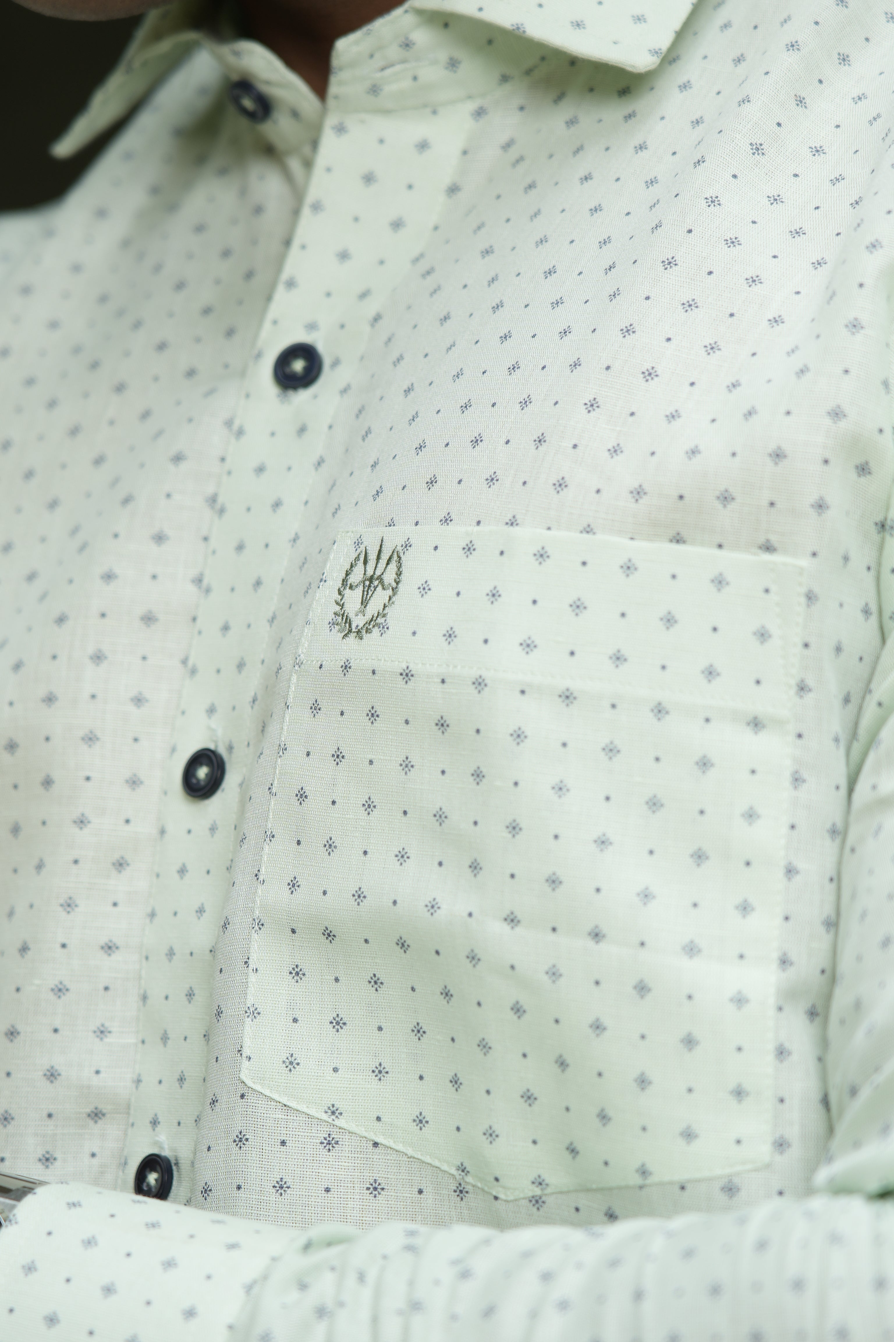 Linen Signature Shirt – Pearl Green Print