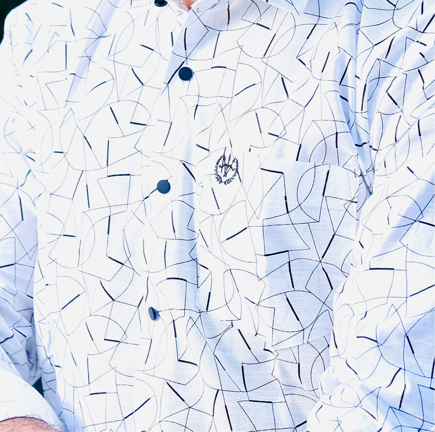 Signature Linen White Shirt – Black Print