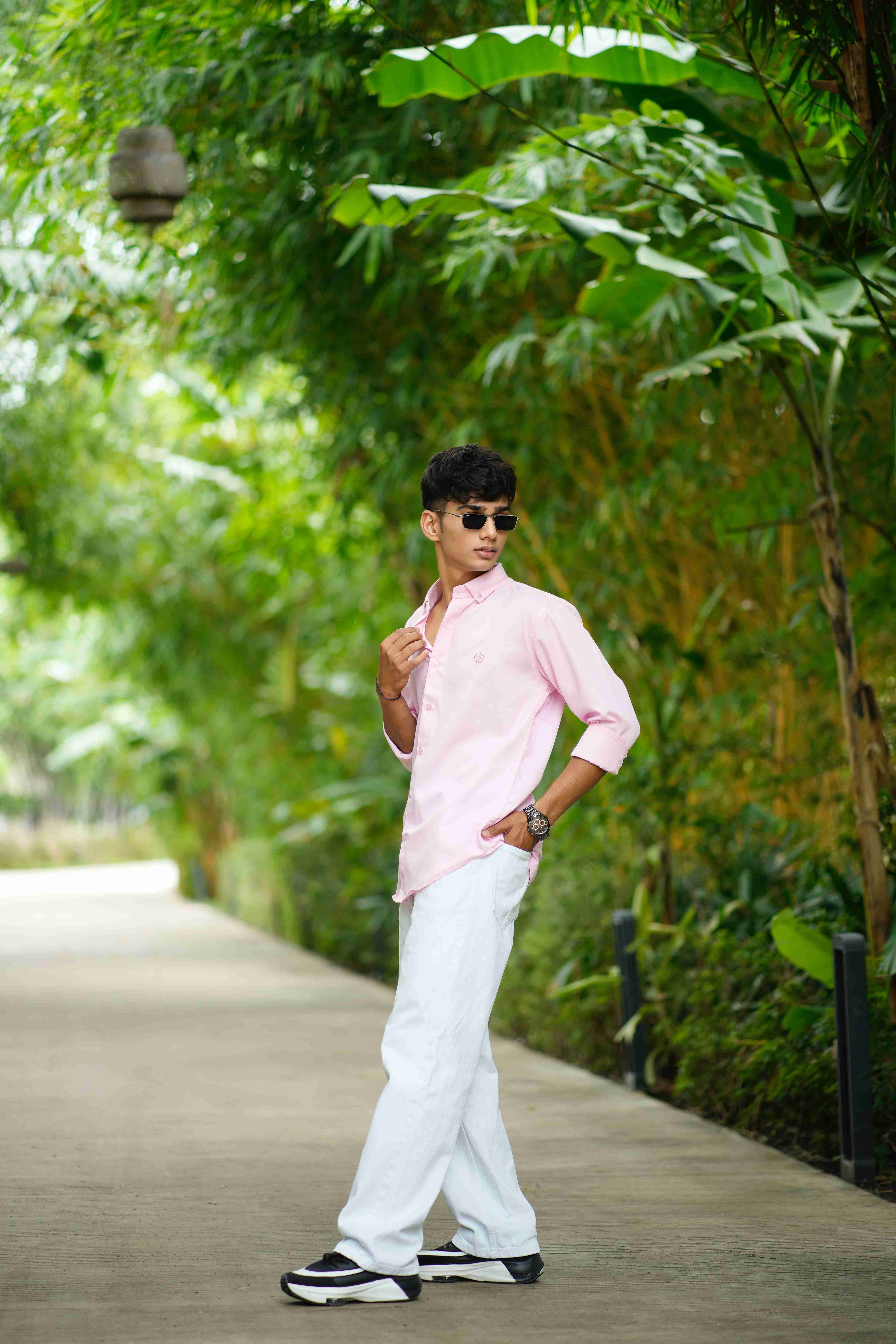 GIJA COTTON - ELEGANT PLAIN LEMONADE PINK SHIRT