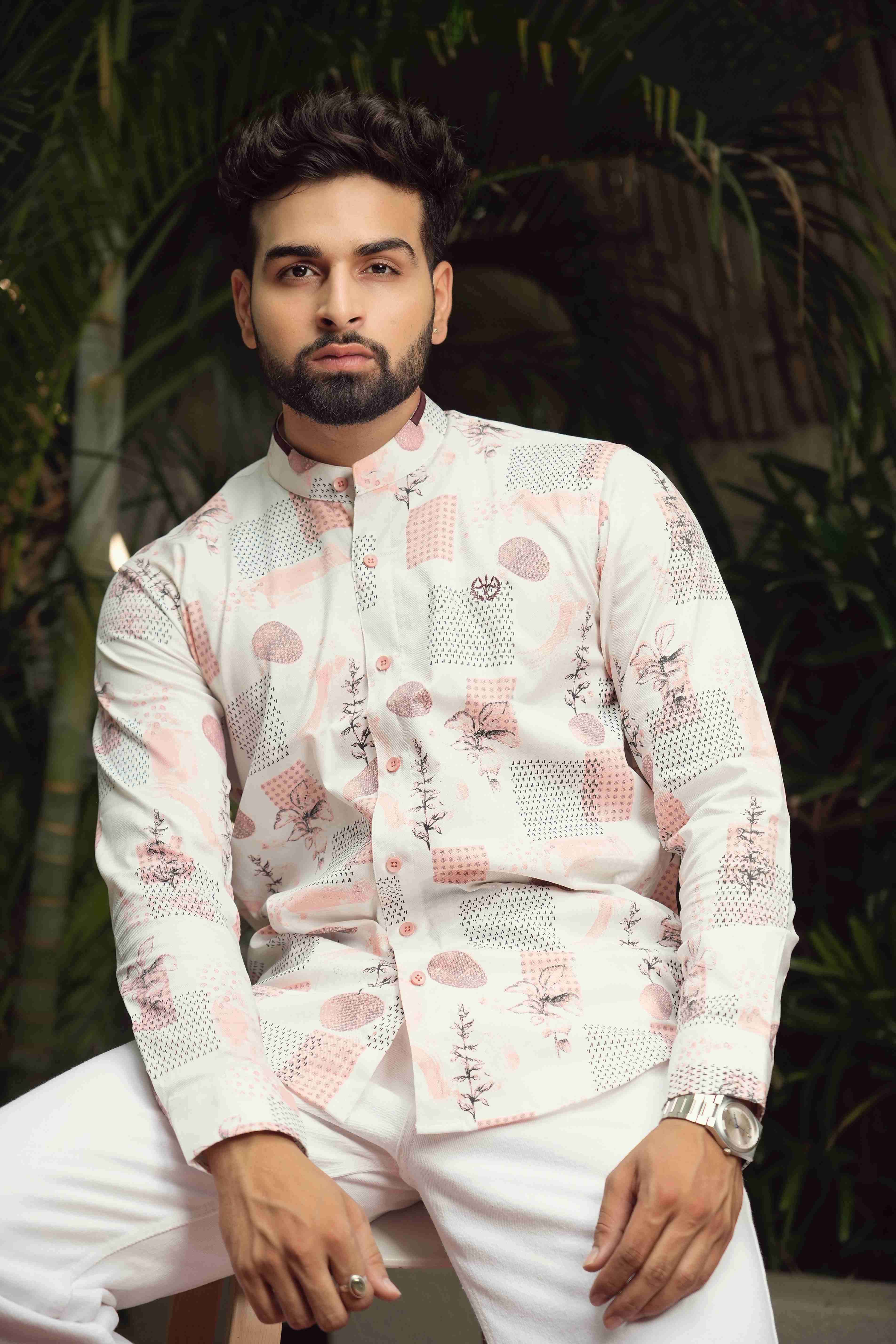 UrbanPrint Mandarin Shirt – Stretch White Edition
