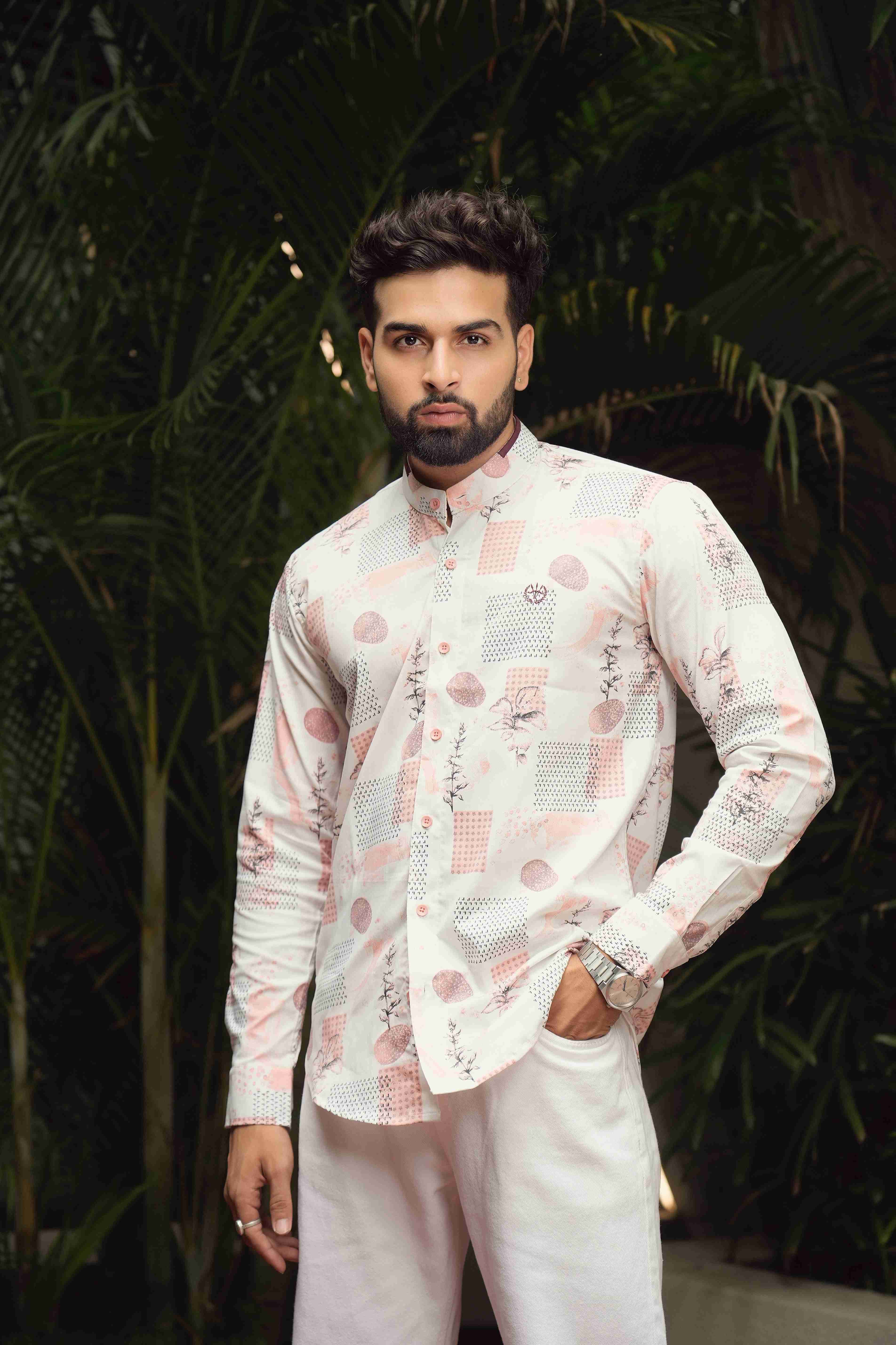UrbanPrint Mandarin Shirt – Stretch White Edition