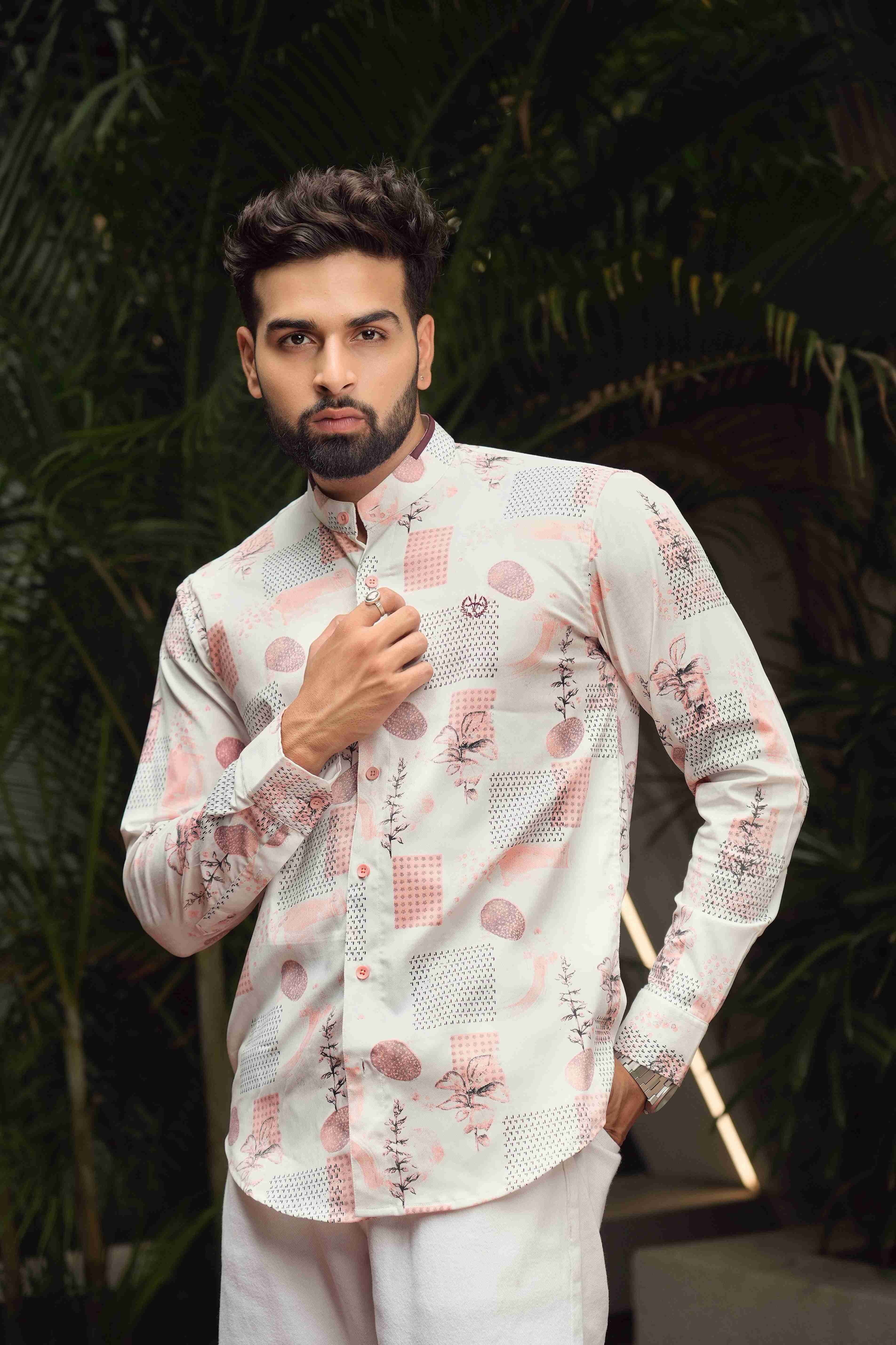 UrbanPrint Mandarin Shirt – Stretch White Edition