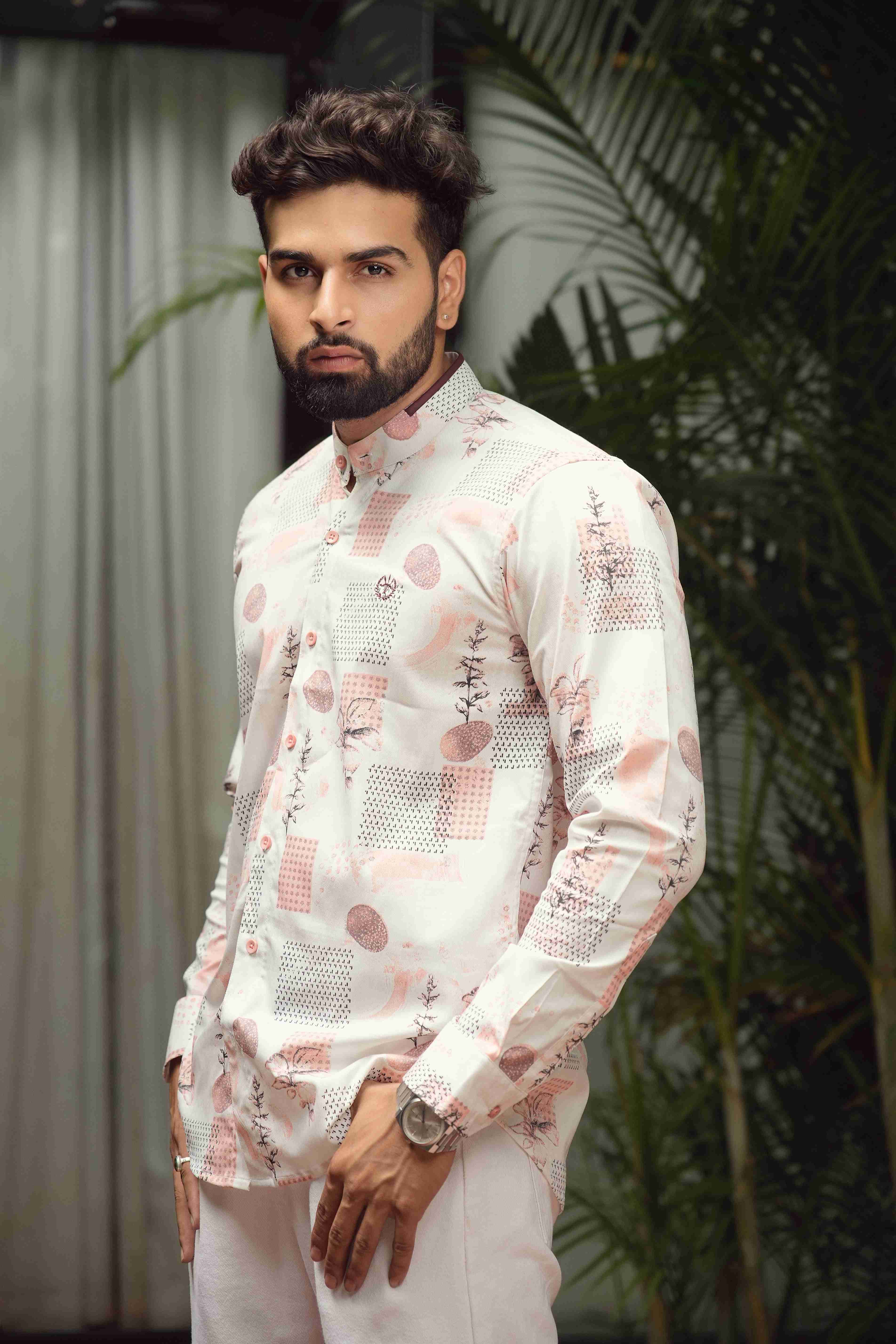 UrbanPrint Mandarin Shirt – Stretch White Edition