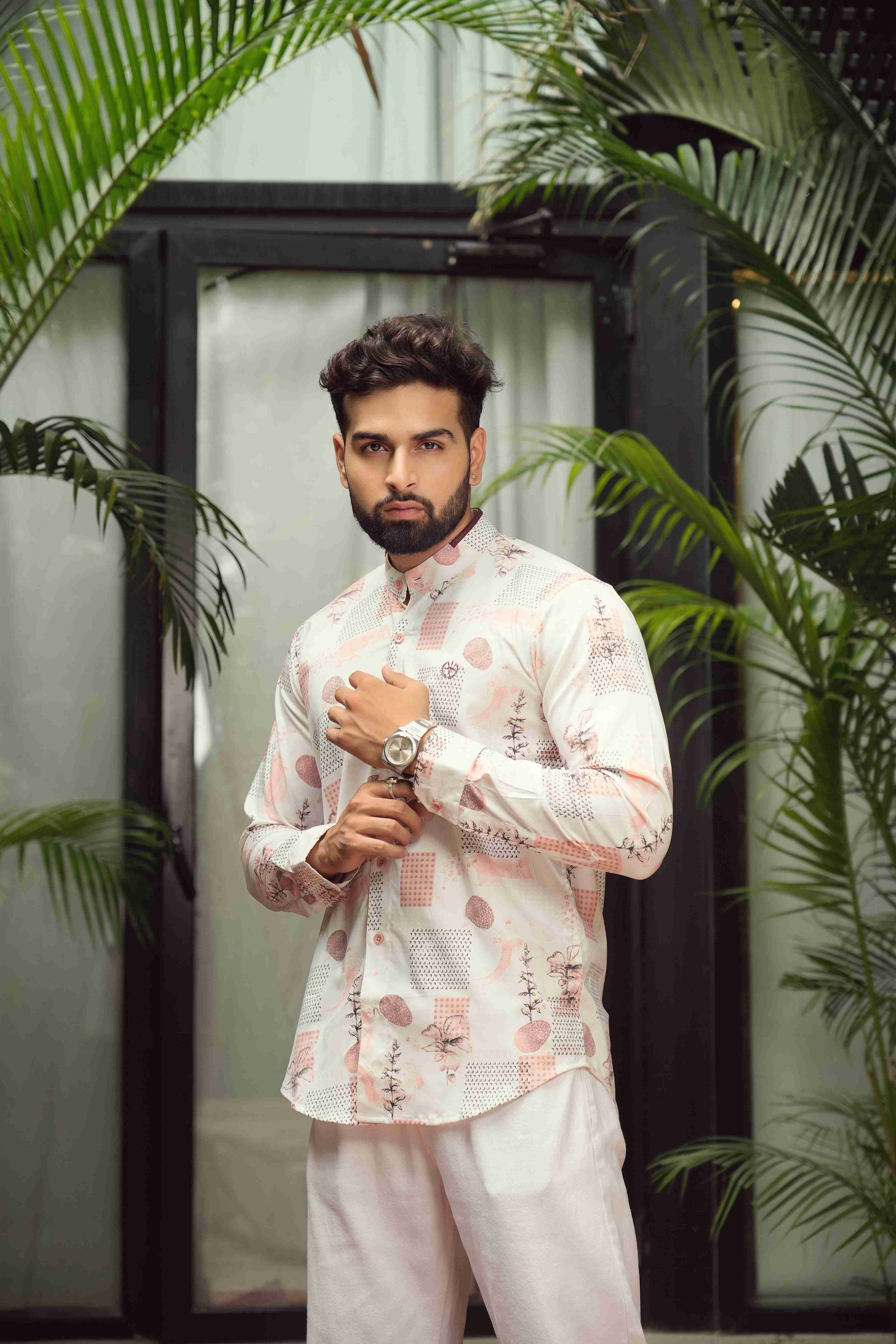 UrbanPrint Mandarin Shirt – Stretch White Edition
