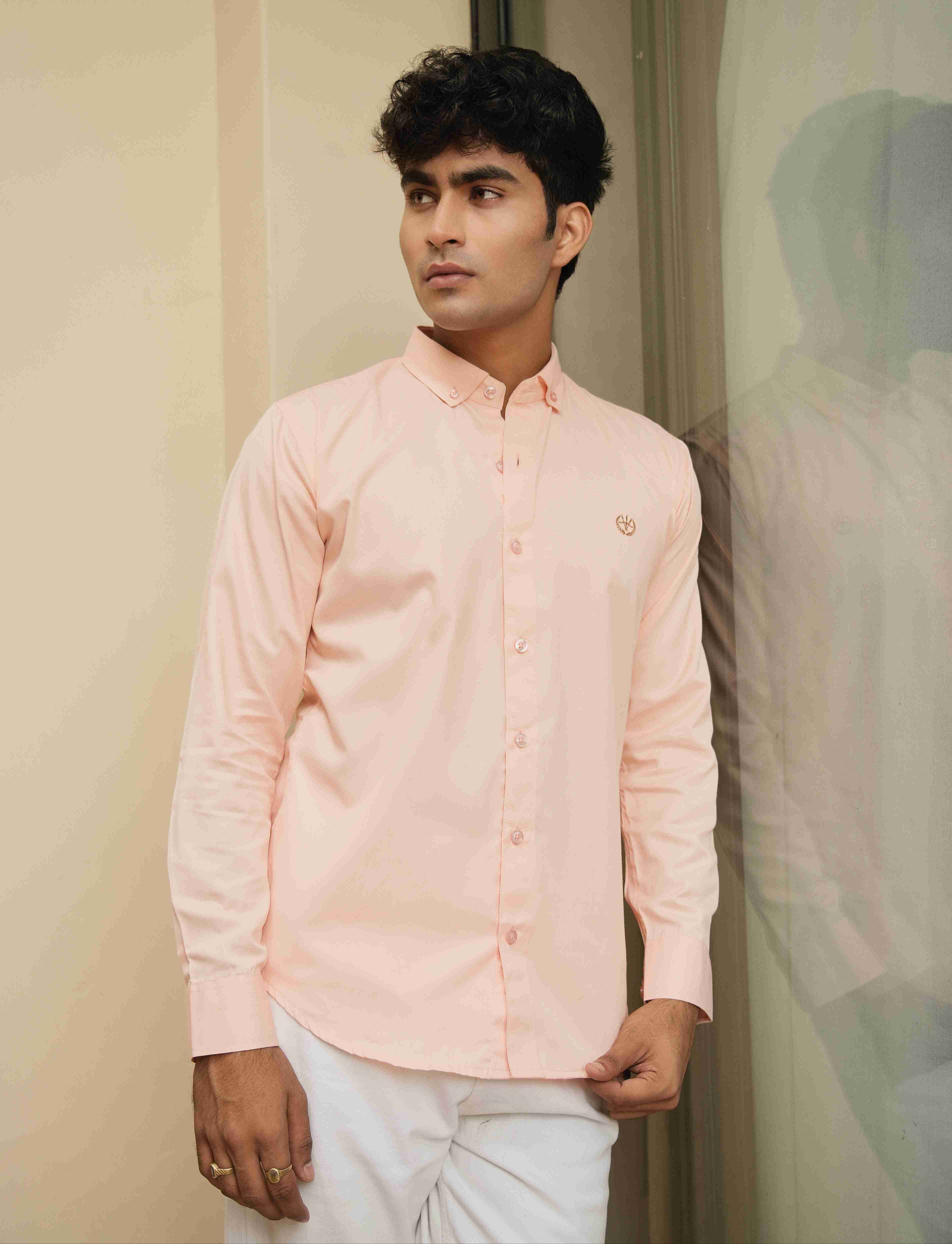 GIJA COTTON - ELEGANT PLAIN SUNSET ORANGE SHIRT