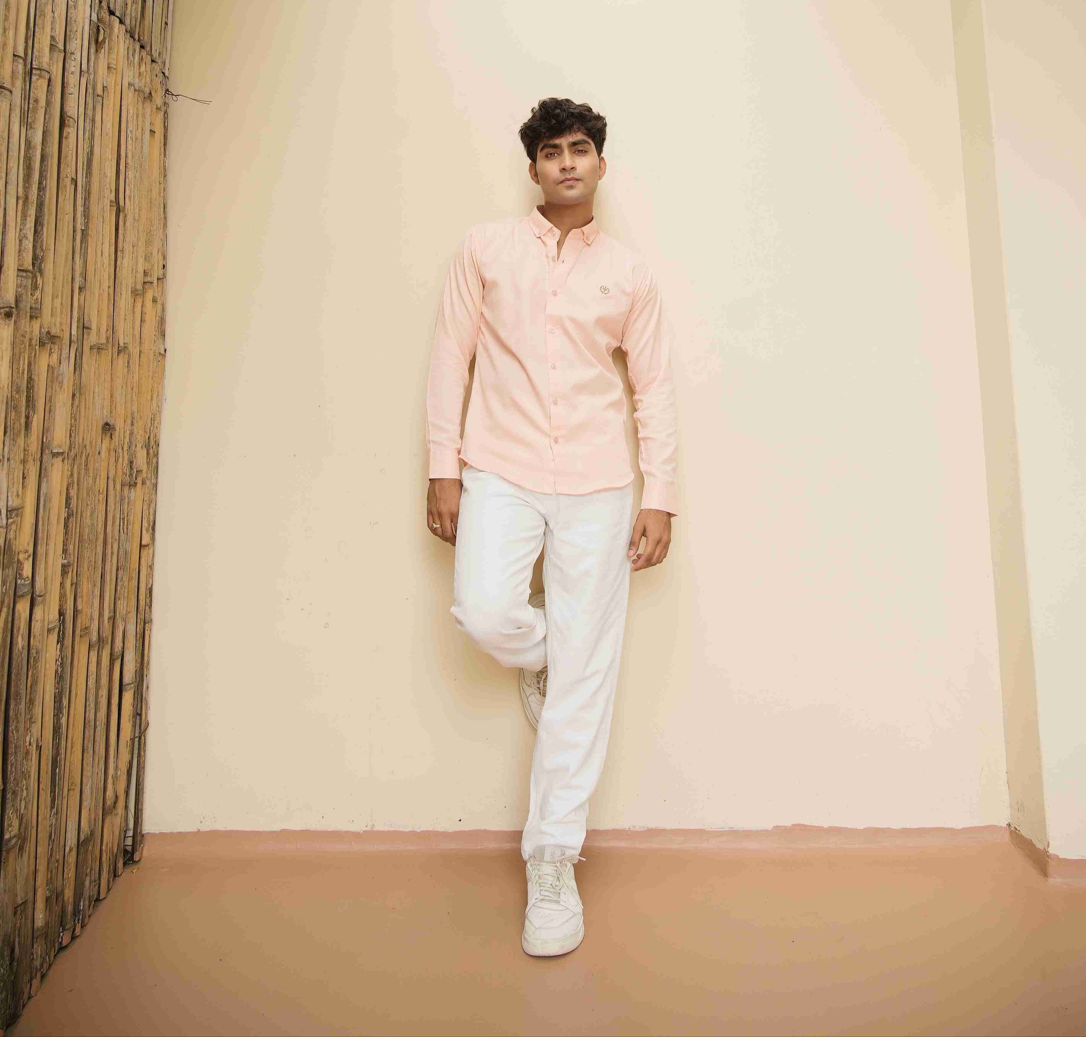 GIJA COTTON - ELEGANT PLAIN SUNSET ORANGE SHIRT