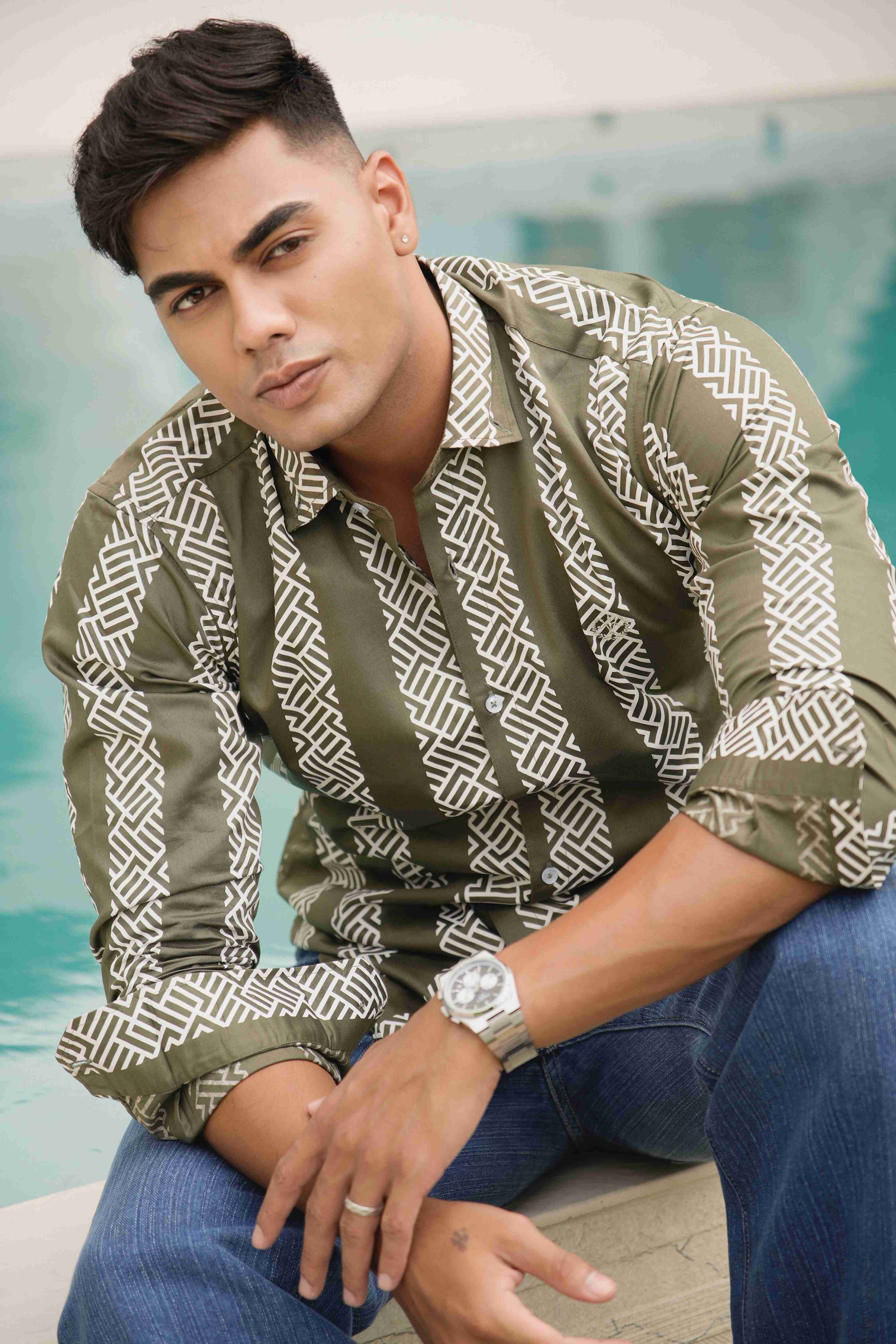 Premium Italian Satin - Basil Green Shirt