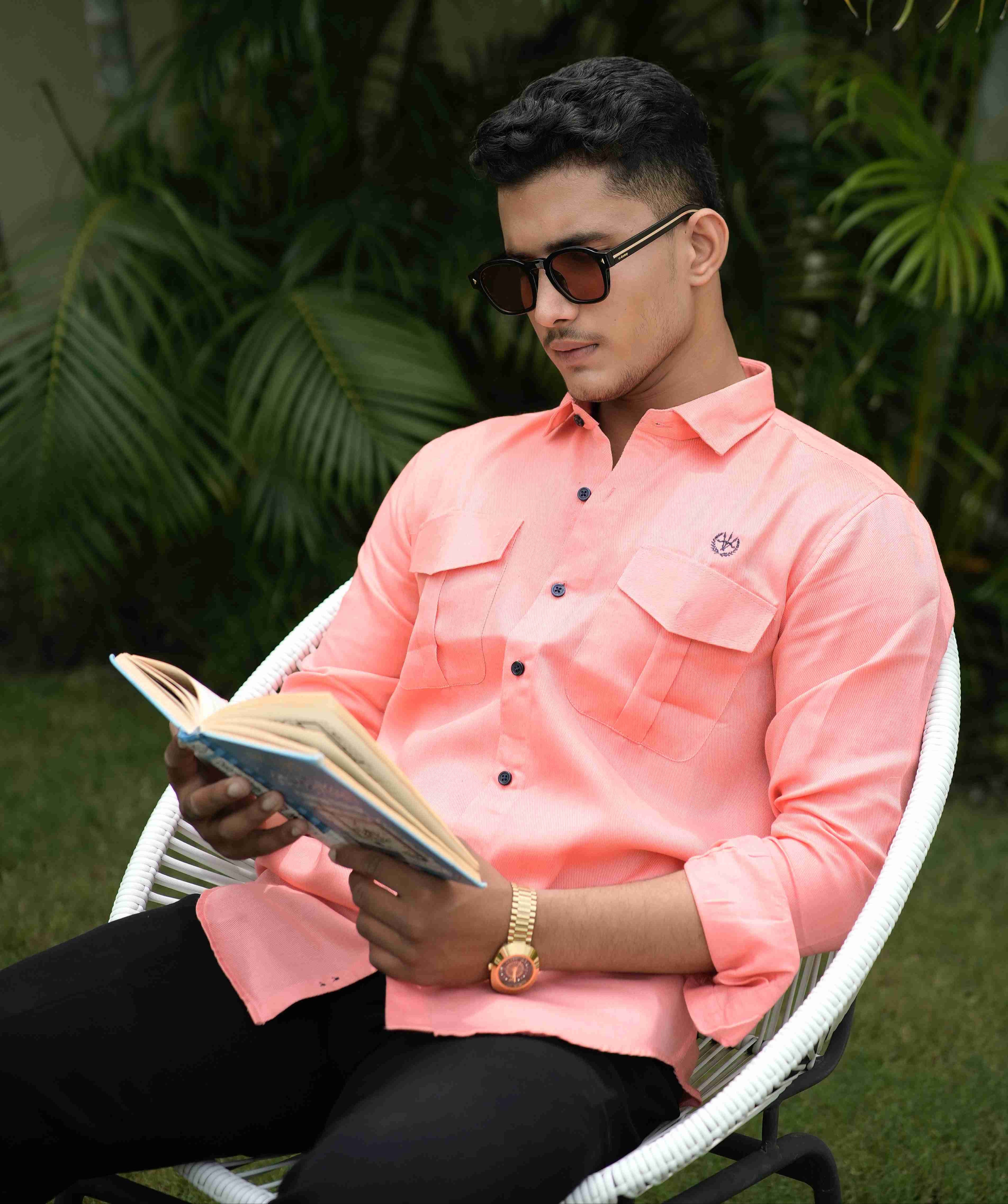 Pumpkin Orange Utility Shirt – Box Pleats & Twin Pockets