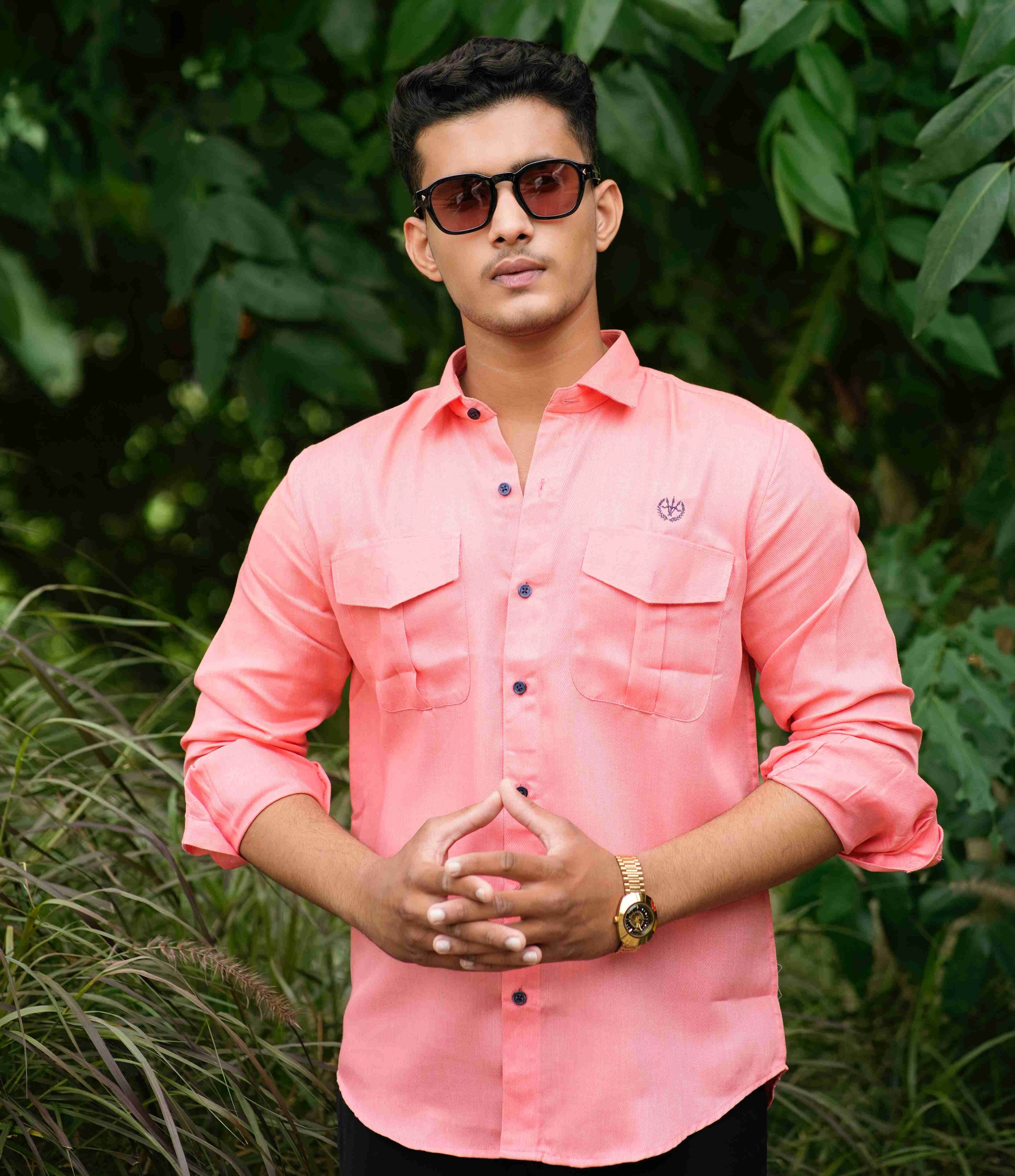 Pumpkin Orange Utility Shirt – Box Pleats & Twin Pockets