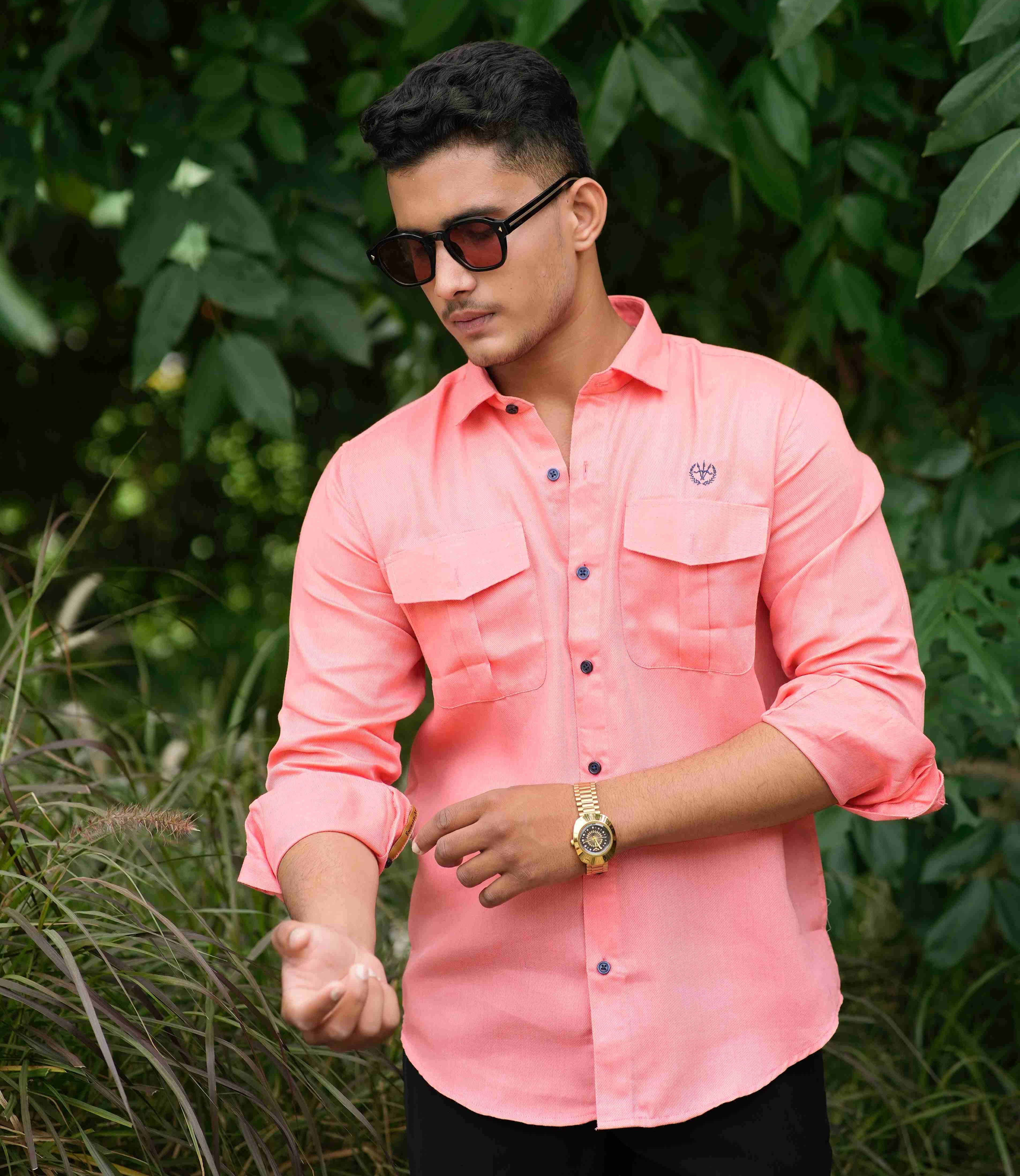 Pumpkin Orange Utility Shirt – Box Pleats & Twin Pockets