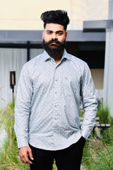 Ash Print Satin Shirt – Slim Fit Italian Cotton