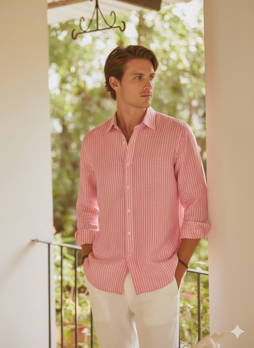 Cotton - Pink white Stripe Shirt