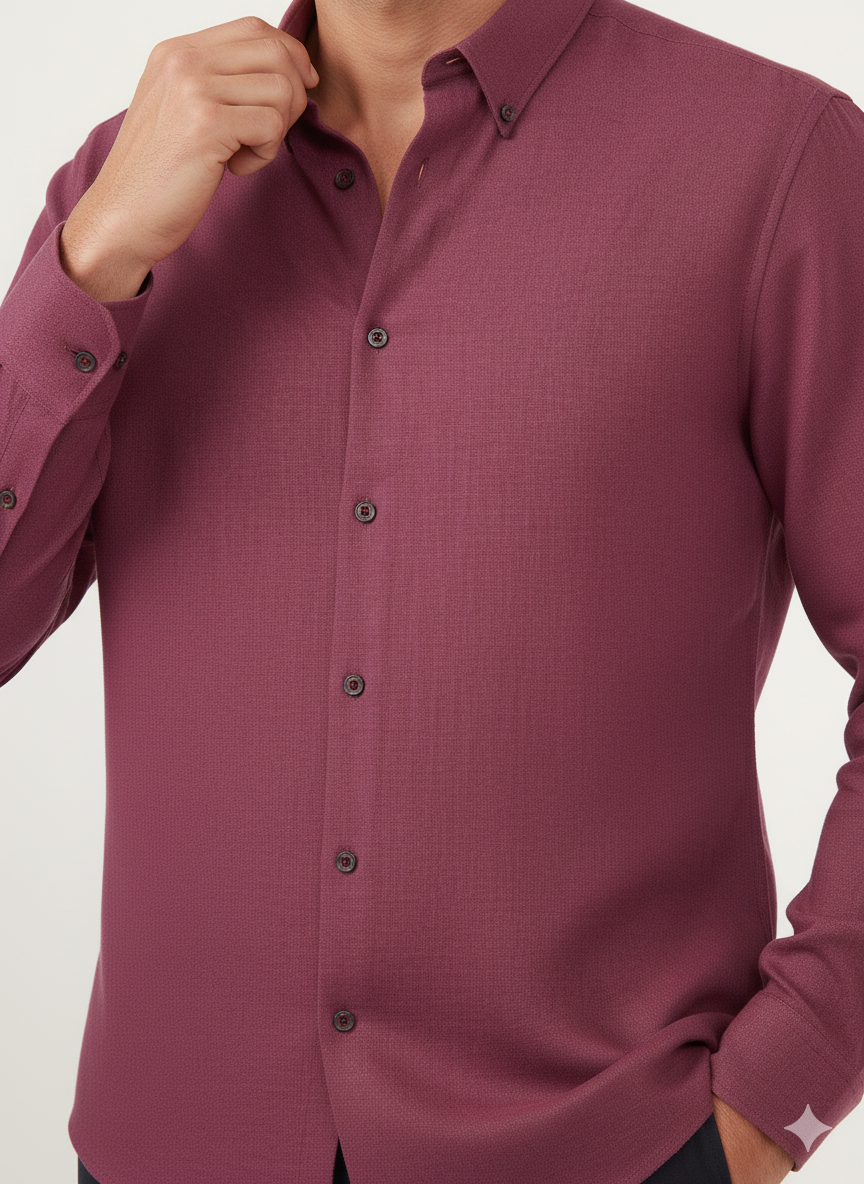 Cotton Linen Bretheble - Burgundy Shirt