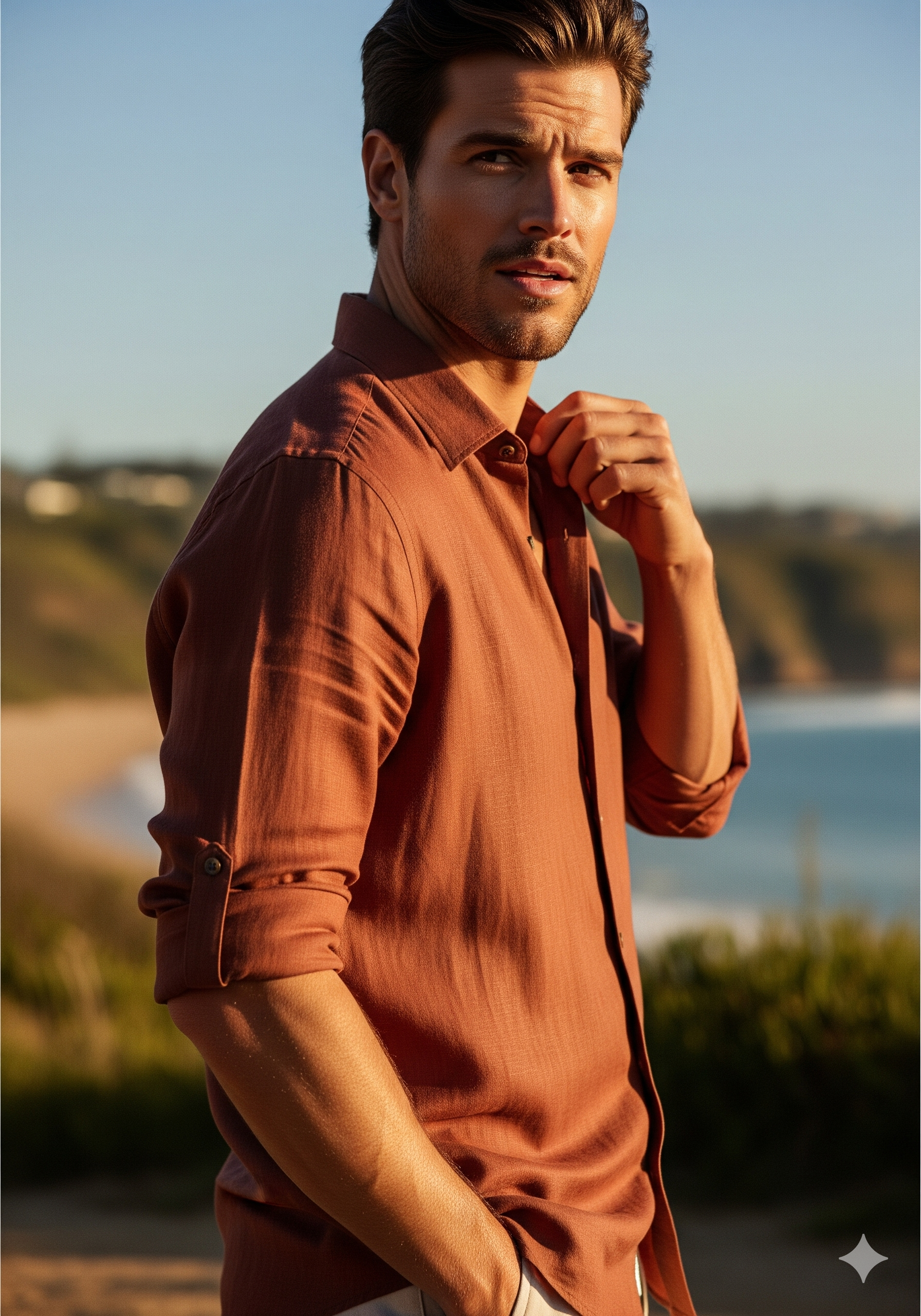Cotton Linen Brown Bretheble - Premium Shirt