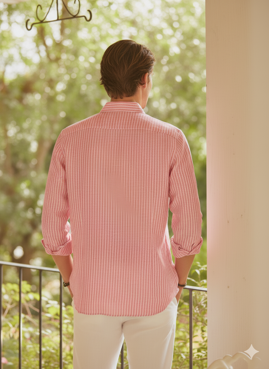 Cotton - Pink white Stripe Shirt
