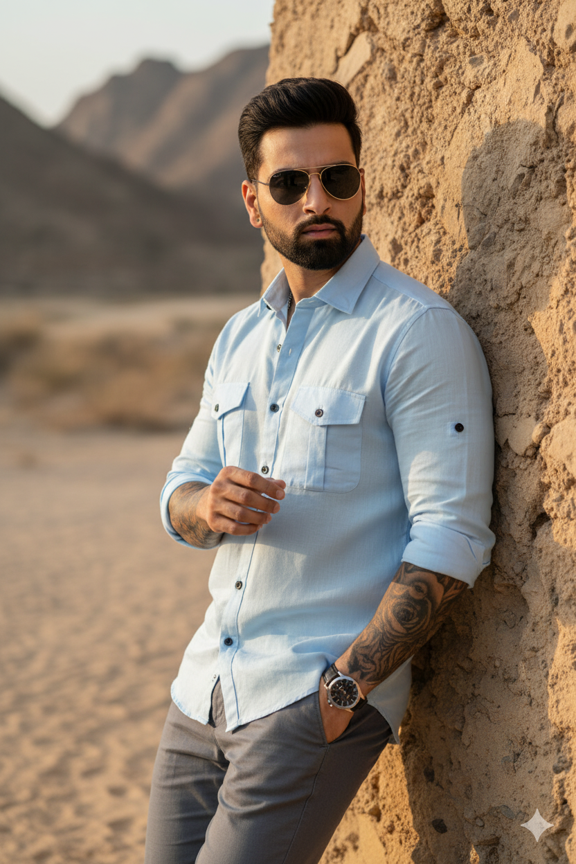 Sky Blue - Utility Pocket Shirt