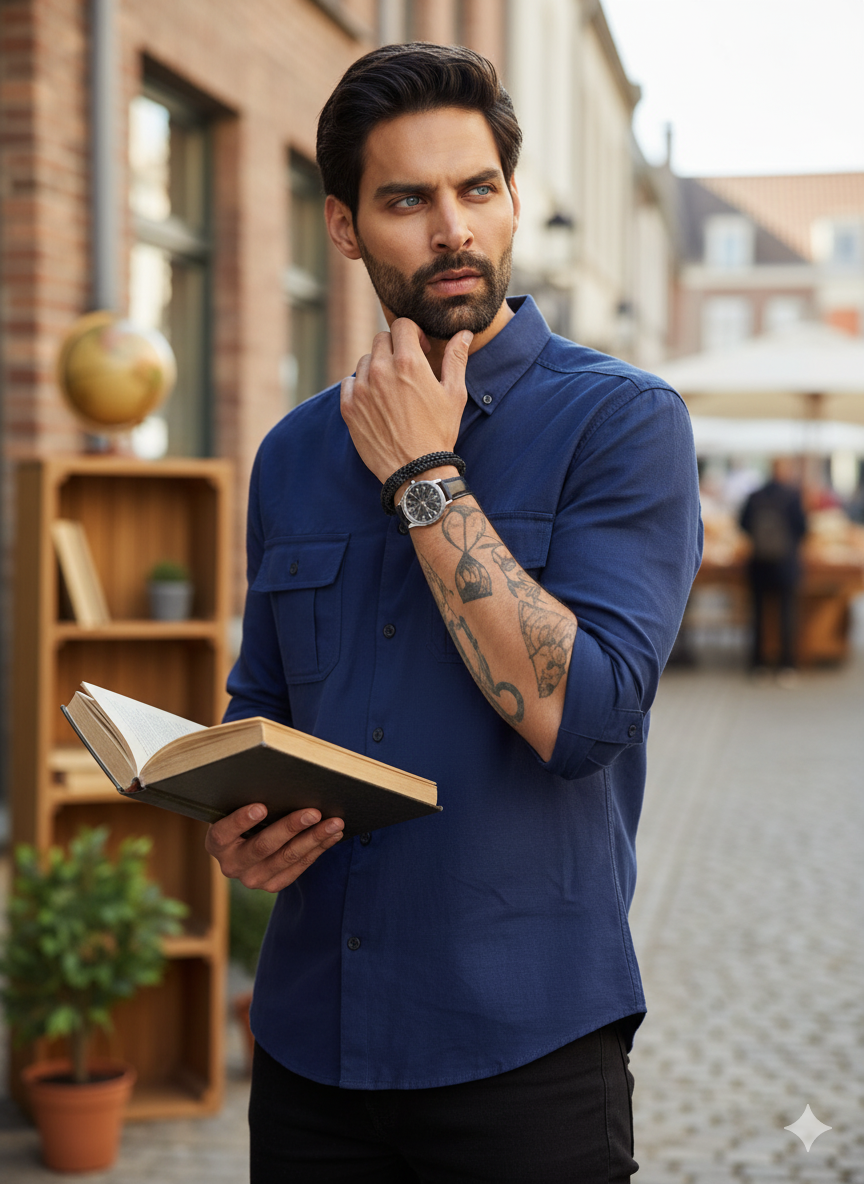Navi Blue - Utility Pocket Shirt