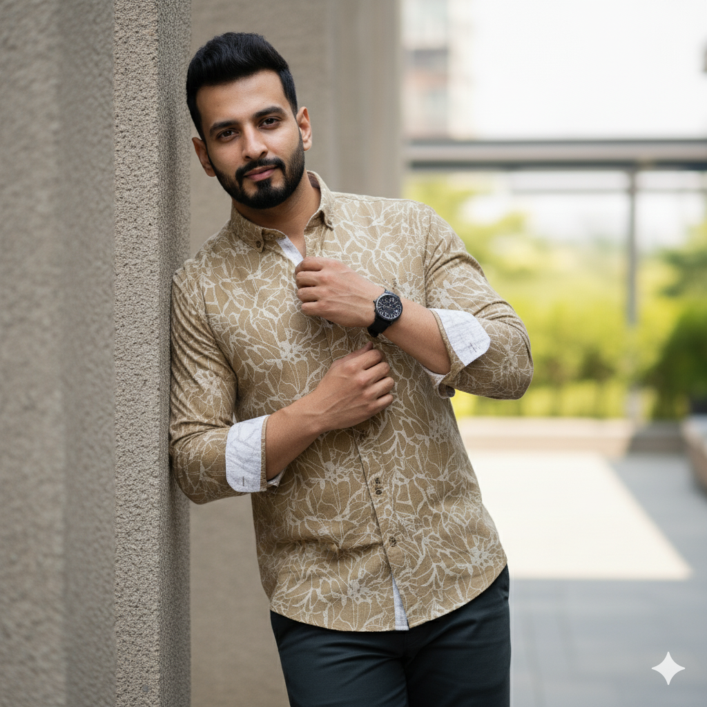 Luxe Print in Cotton Linen - Slim Fit Shirt