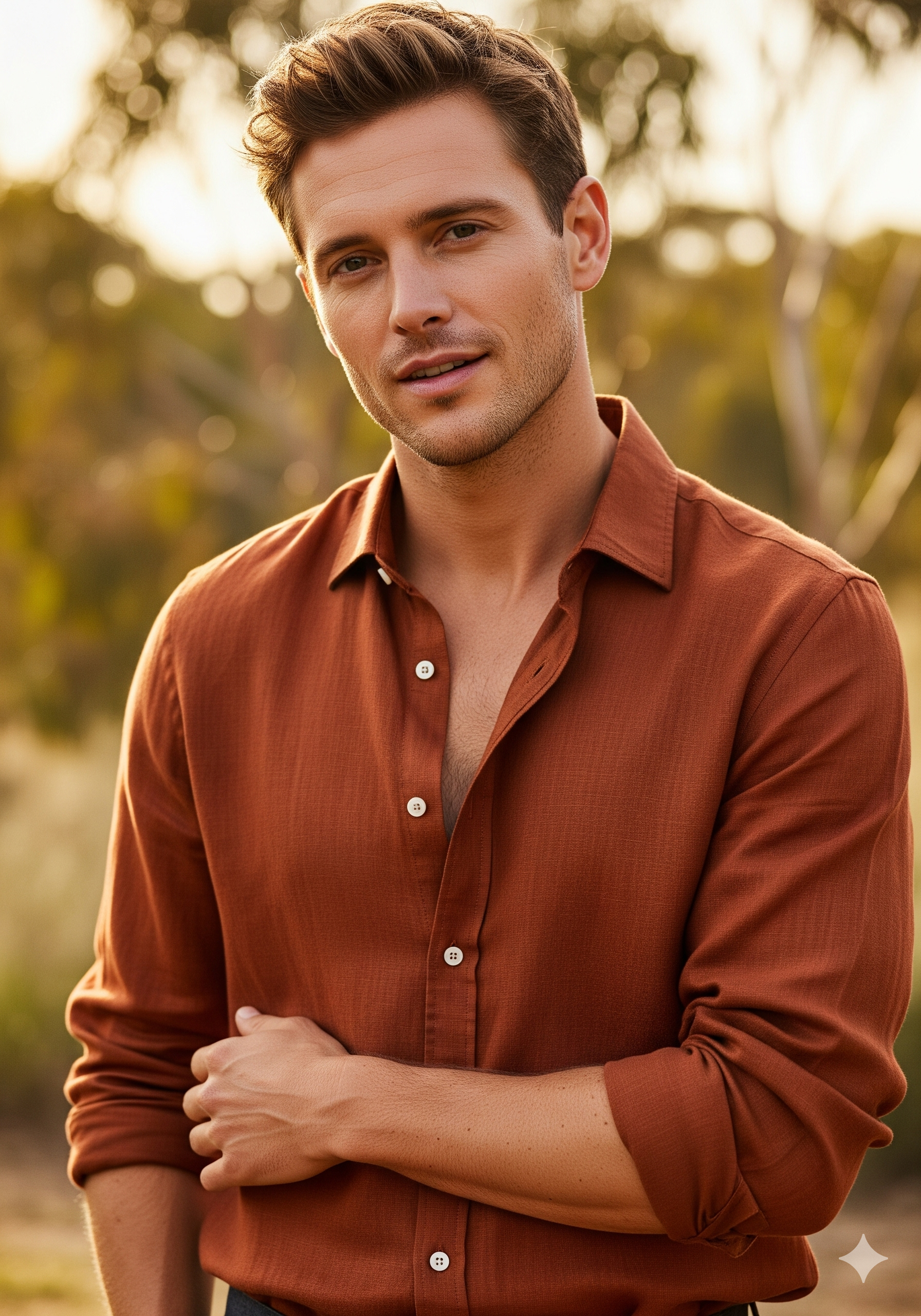 Cotton Linen Brown Bretheble - Premium Shirt