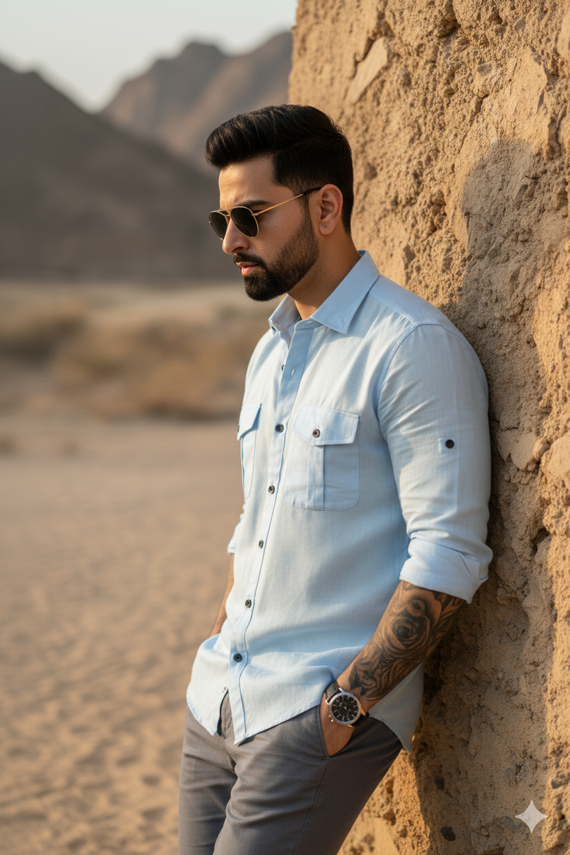Sky Blue - Utility Pocket Shirt