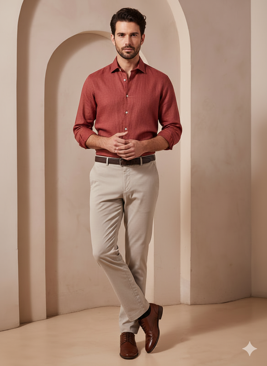 Linen Coffee Brown - Premium Shirt