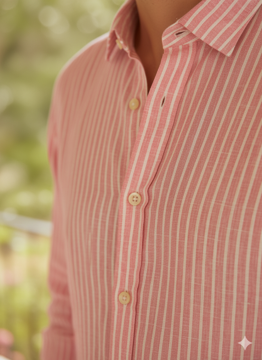Cotton - Pink white Stripe Shirt
