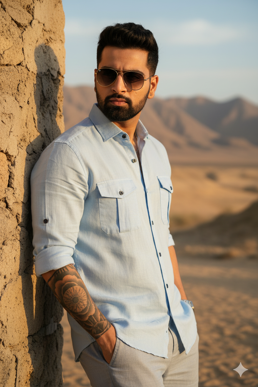 Sky Blue - Utility Pocket Shirt