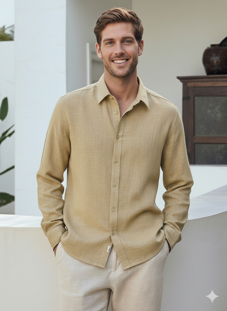 Cotton Linen Bretheble - Desert Yellow Shirt