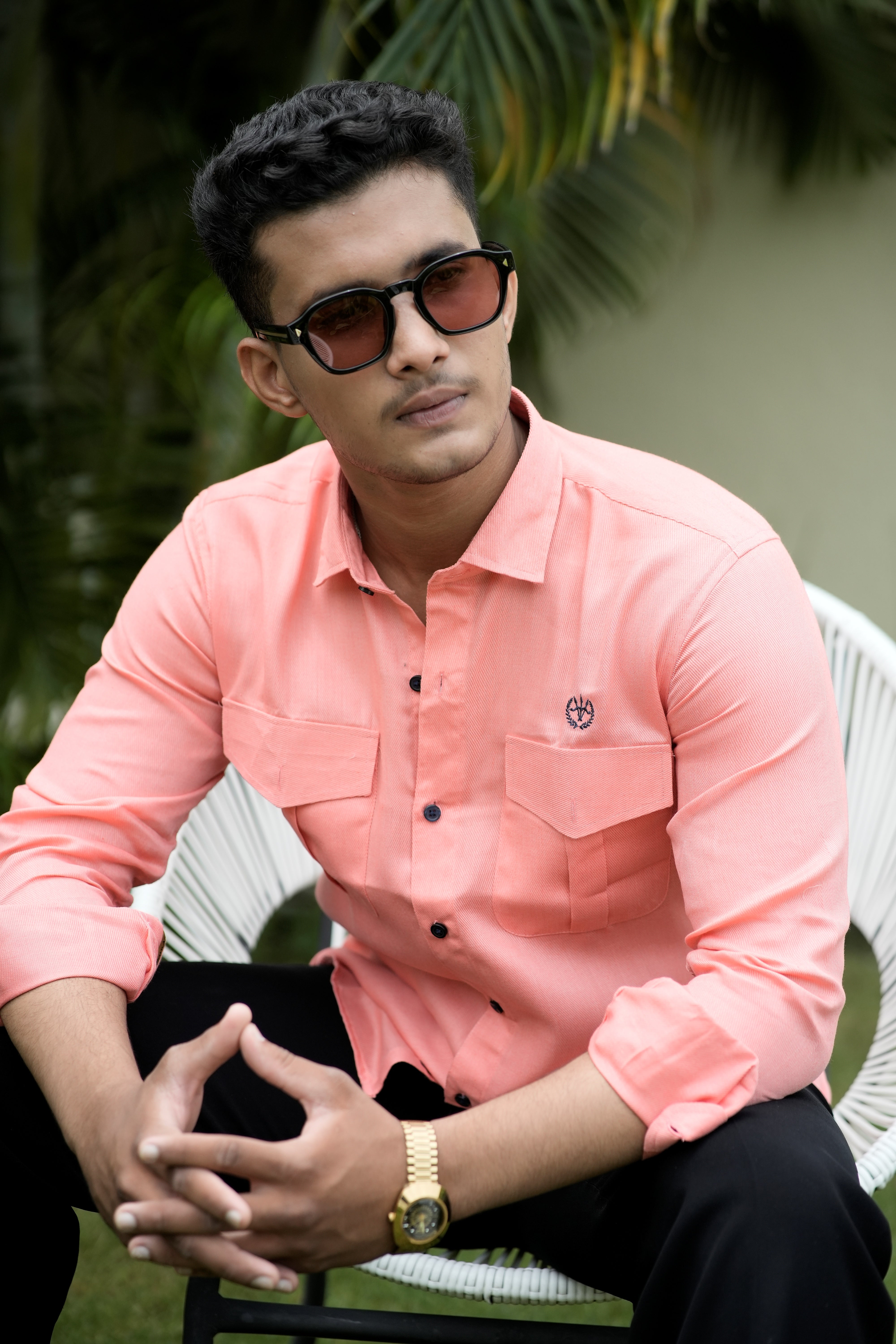 Pumpkin Orange Utility Shirt – Box Pleats & Twin Pockets